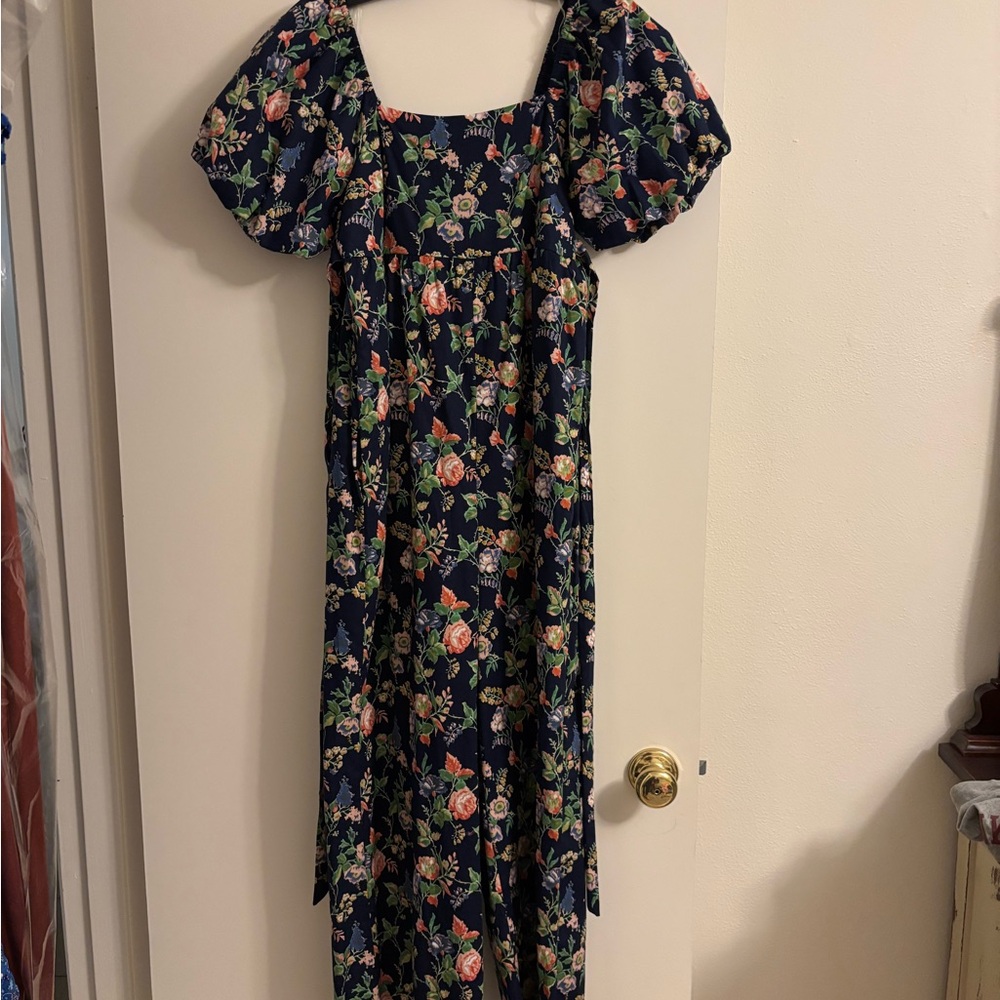 Floral Puff Sleeve wide leg  jumpsuit